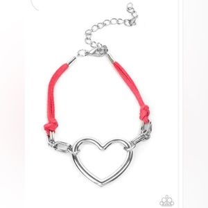 New pink suede with silver heart clasp bracelet
